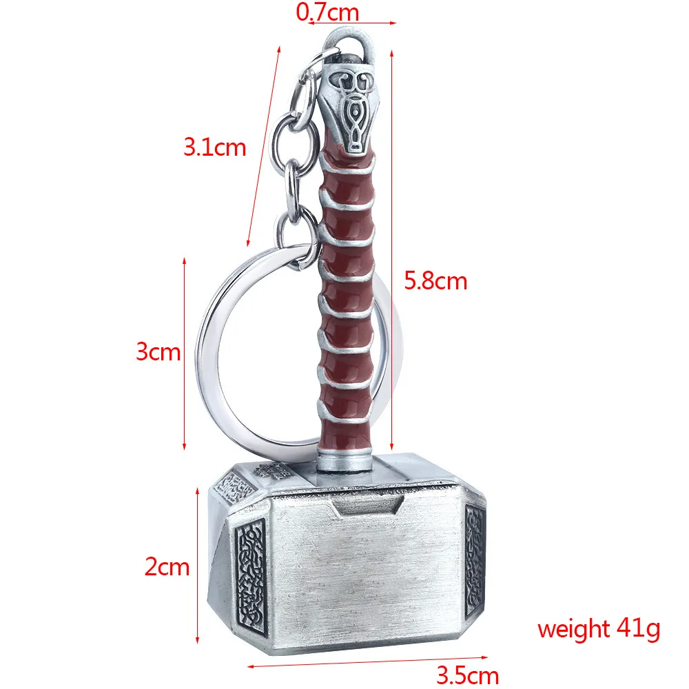 Thor Hammer Metal Keychain Movie Jewelry Key Ring Cosplay Prop Key Holder For Fans Bag Ornament Car Pendant Gift