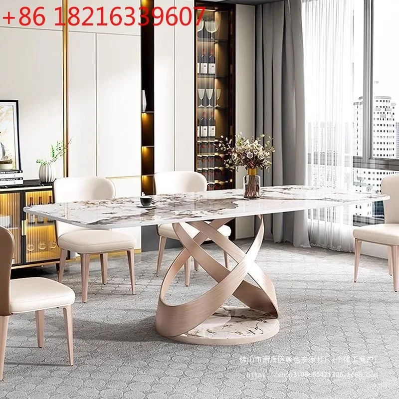 

Итальянский обеденный стол из каменной плиты в стиле лёгкой роскоши для небольшой квартиры, скандинавский, новый, современный, минималистичный.