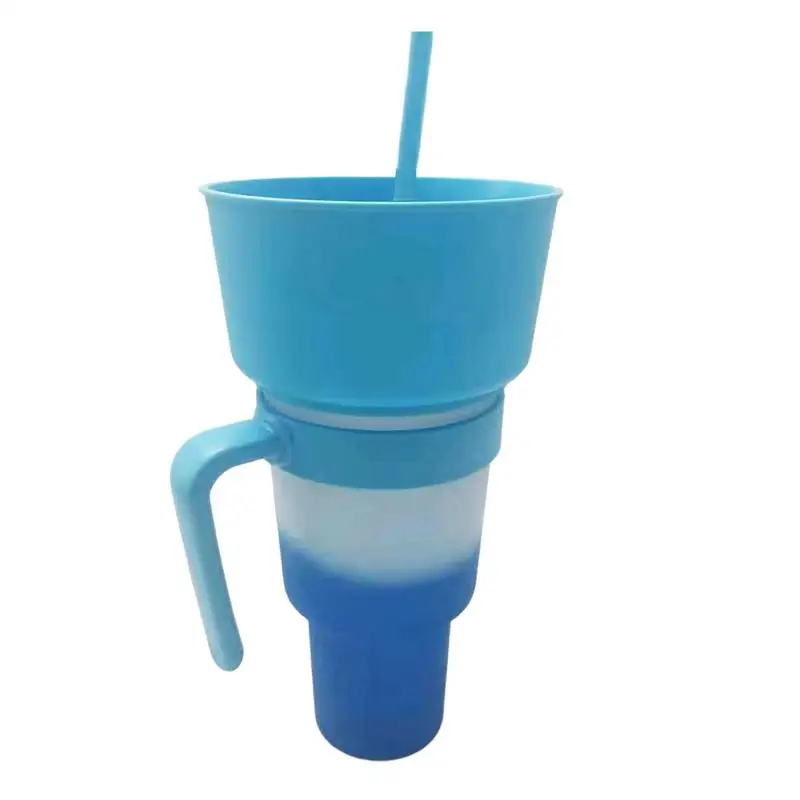 

Drink Cup With Snack Bowl 2 In 1 Combo Cup Leakproof Multifunctional Color Changing Drink Stadium Cups With Straw For Adults