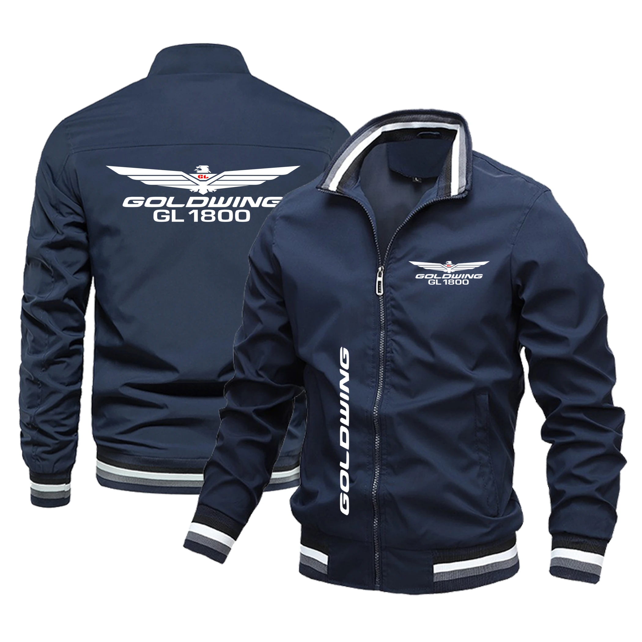 Lente En Herfst Newhonda Rood Gouden Vleugels Gl1800 Bikerjack, Pilot Mode Windjack Trendy Honkbalpak Heren Moto Logo