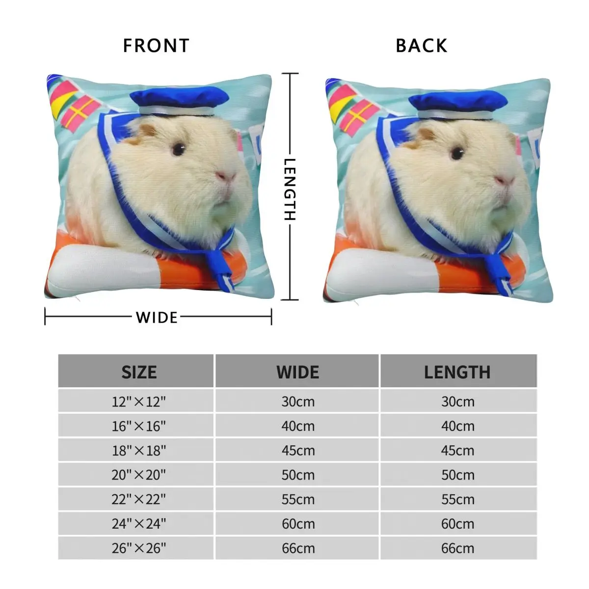 Guinea Pig Cavy Collection Square Pillowcase Polyester Linen Velvet Creative Zip Decor Throw Pillow Case Car Cushion Cover 18
