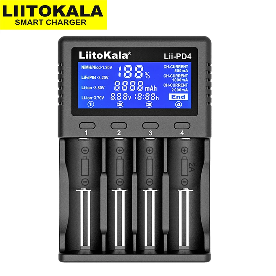 Liitokala Lii-PD4 Lii-S4 Lii-PD2 LiiS2 LiiS1 18650 Charger Universal Smart Charger for 26650 18650 21700 18500 AA AAA battery