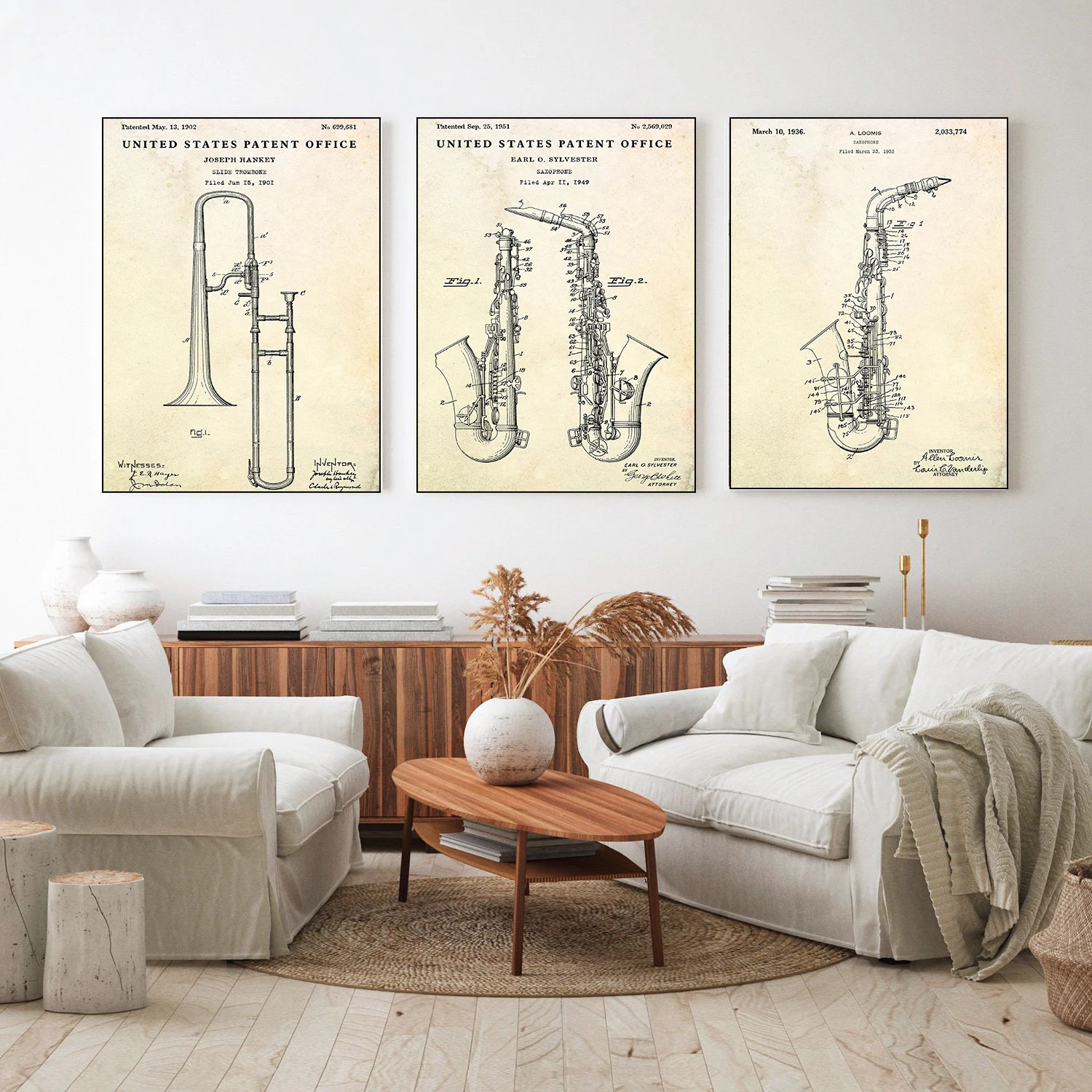음악 악기 발명 청사진 시리즈 포스터 인쇄 캔버스 아트 - Picture Of Musical Instrument 리뷰 및 가격