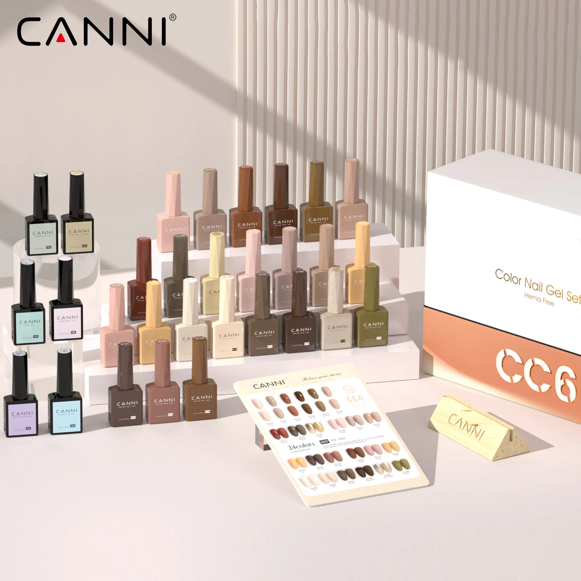 

CANNI TPO/HEMA FREE Gel Nail Polish Set 24 Colors 9ml Nude Brown BaseTop UV LED Soak Off Gel Nail Art Kit Manicure DIY Salon
