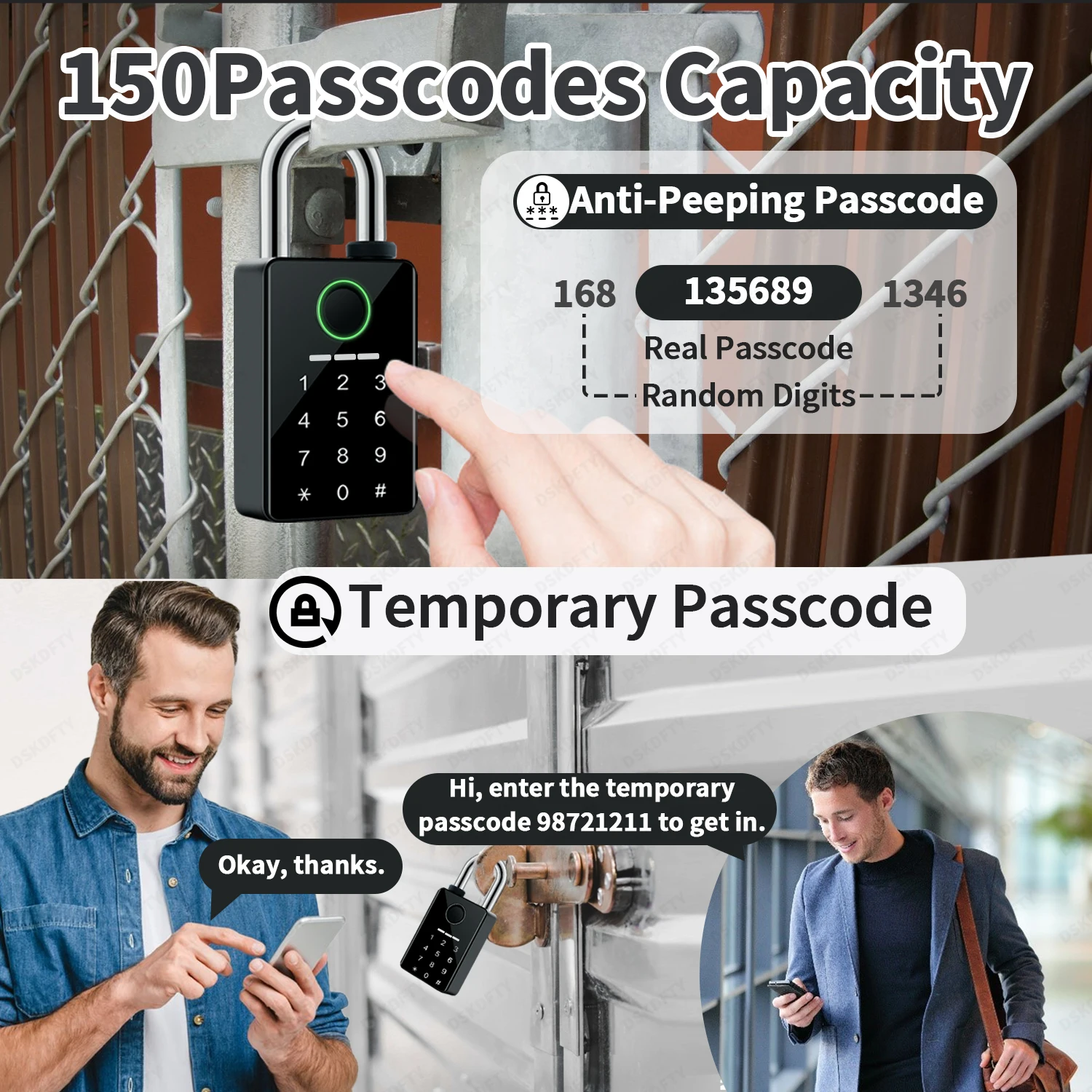 Tuya Password Bluetooth Padlock Touch Screen RFID IC Card Key Home Security Waterproof Cabinet Electronic Bag Luggage Padlock