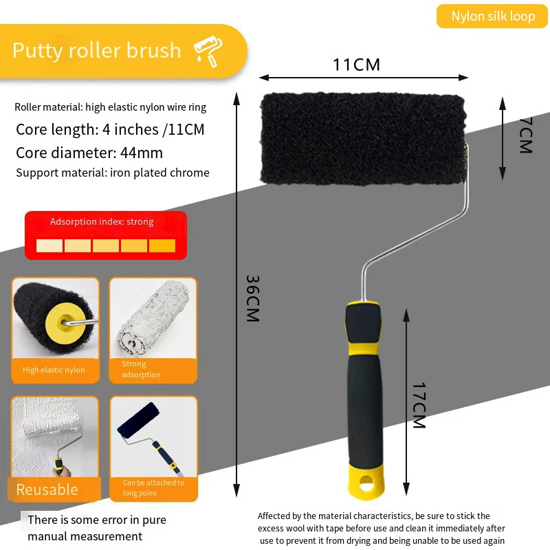 Wall Brush Putty Roller Texture Pattern Roller Brush Drywall Compound Roller for Smooth Plastering Construction Tool