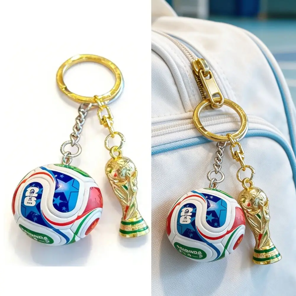 FIFA 2026 Trophy Mascot Key Ring, Cartoon Pendant Car Hanging Ornament Bag Charm for Football Fans Collection