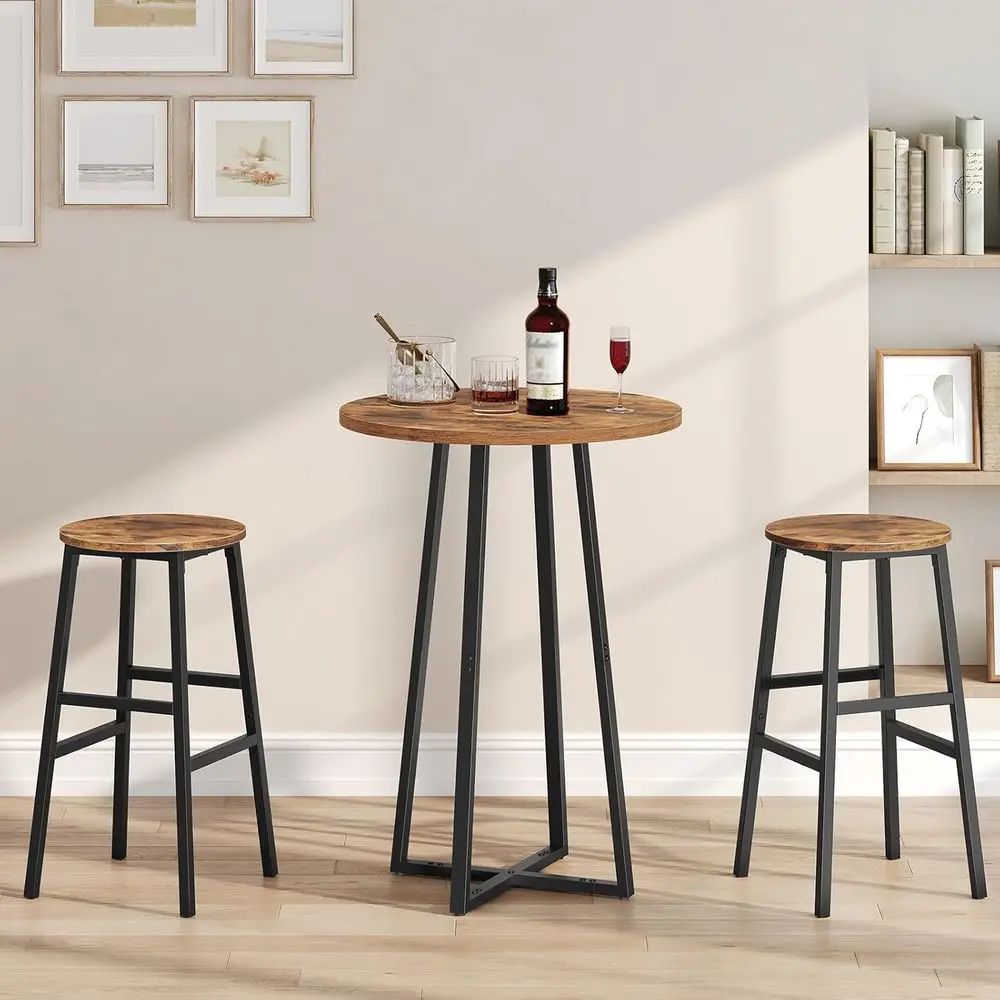 

Bar Table, 35.4" Tall Pub Cocktail Table, Bar Height for Kitchen, with Cross Base, Easy to Assemble, for Bar, Pub, Bistro, Cafe,