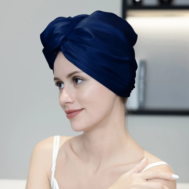 Long Silk Bonnet Quick-Drying Hair Towel Dry Cap With Button Adjust Sleeping Cap For Woman Bath Cap Night Hat Dry Hair Cap