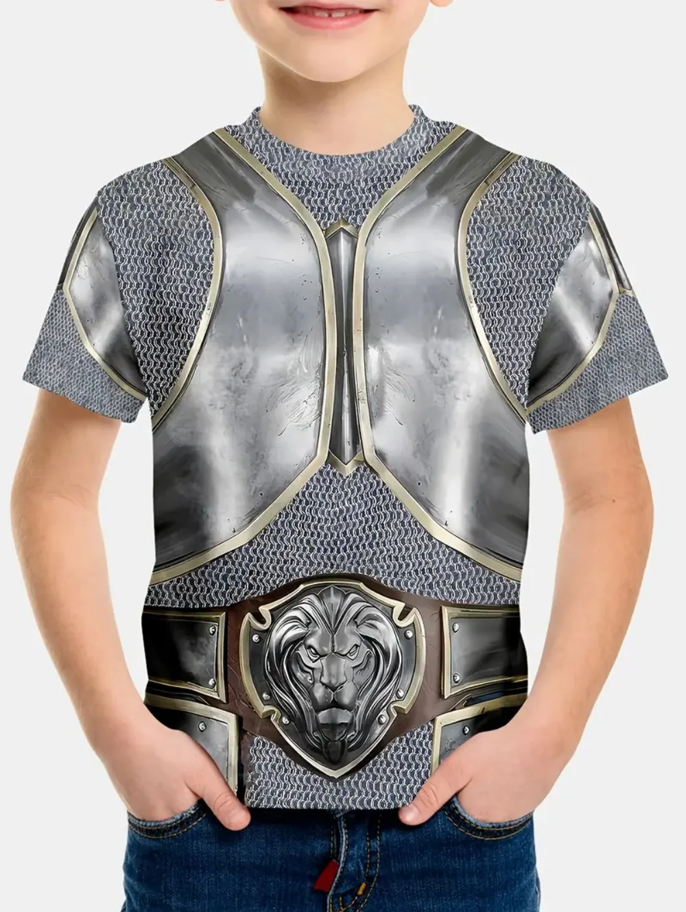 Warrior Armour Boys Clothes 3D Print Children's T-Shirt Summer O-Neck Short Sleeve Top Casual Tee Loose Streetwear Kids Clothing