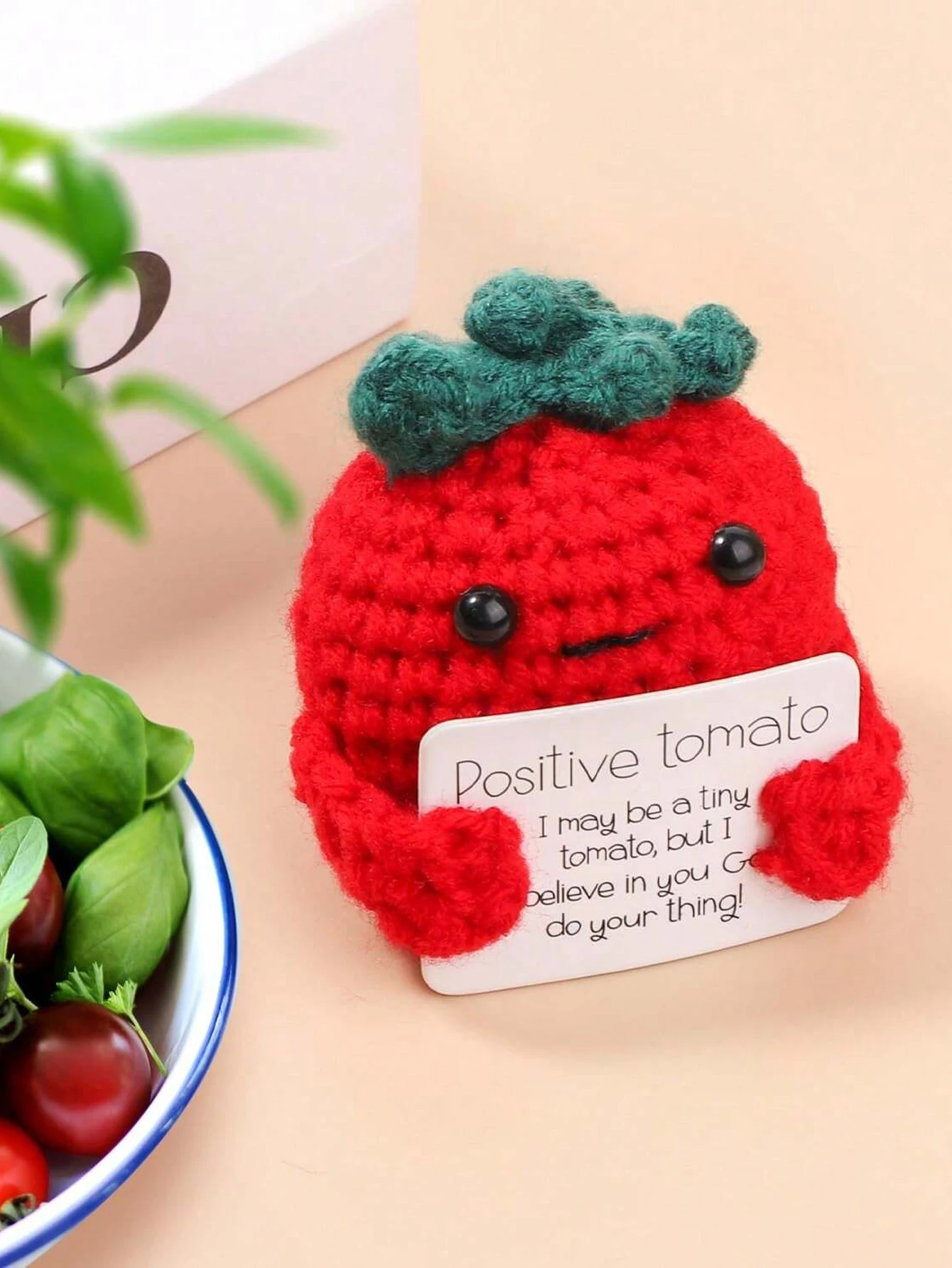 Positive Tomato Knit Gift Mini Knit Tomato Doll Positive Card Good Luck Gift Encouraging Tomato Incentive Gift A Good Luck Gift