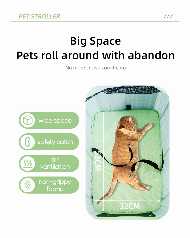 Kereta Dorong Hewan Peliharaan OEM Fashion Mewah Lipat, Carrier Hewan Peliharaan untuk Perjalanan 4 Roda, Troli Carrier Anjing Kucing, Kereta Dorong Hewan Peliharaan