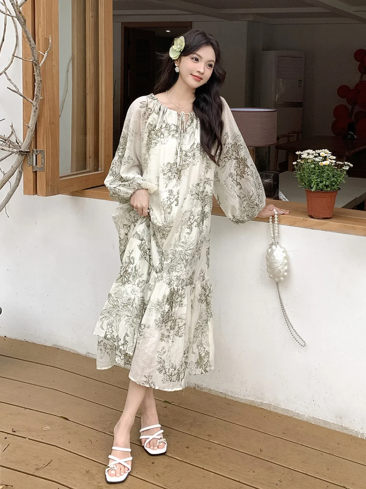 Floral Printed Dresses Women French Retro Summer New Design Loose Oversized 3XL Flesh-covering Fashionable A-line Cozy Casual