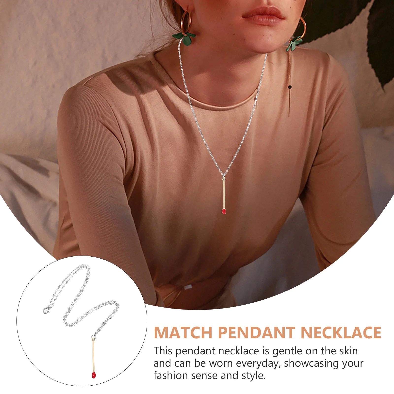 Matchstick Necklace Fashionable Necklace Teen Girls Pendant Necklace Neck Jewelry for Women