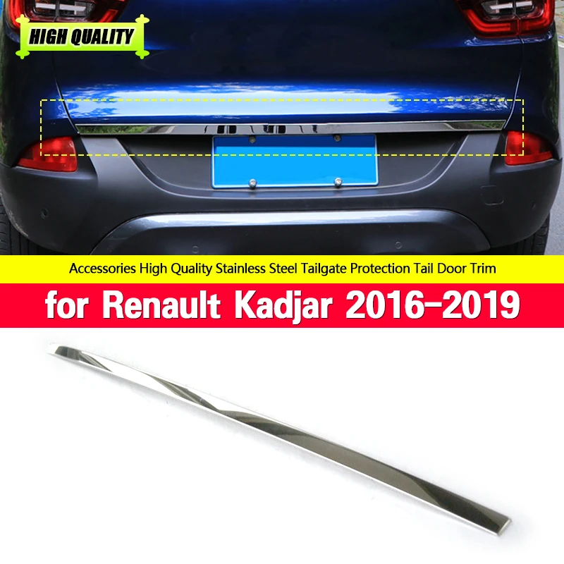 

For Renault Kadjar 2016-2019 Rear Trunk Tailgate Cover Trim stainless steel Door Cover Tail Gate Bumper Molding Garnish Styling