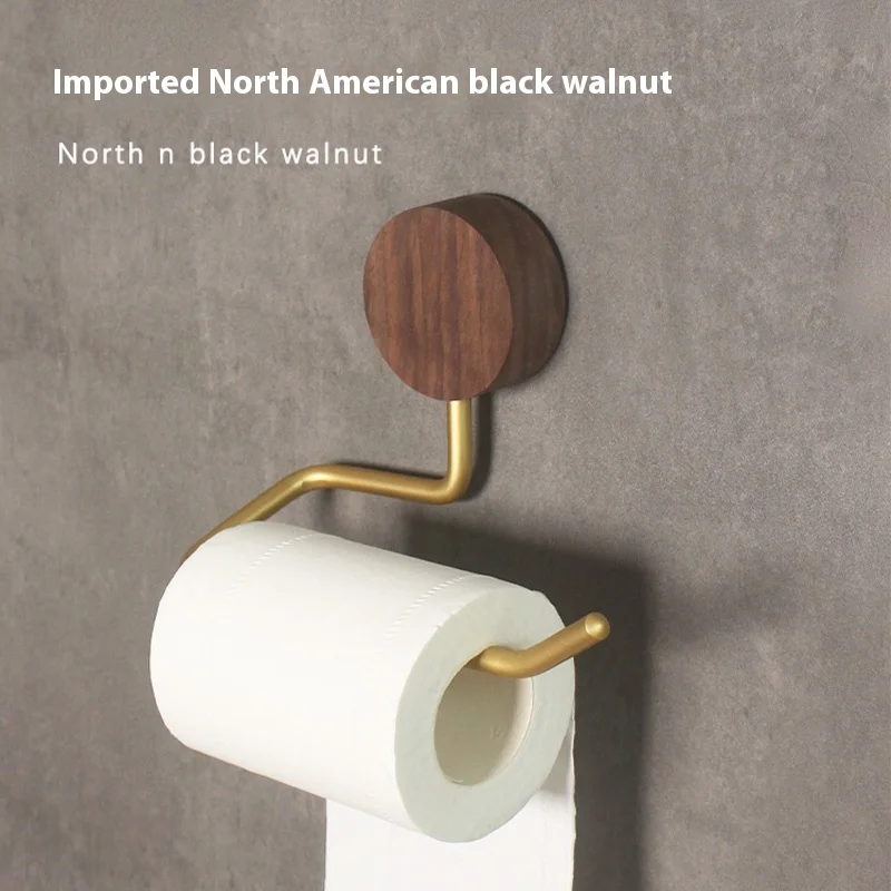 

Paper towel holder, simple black walnut toilet roll paper holder, Nordic creative solid wood toilet paper storage rack