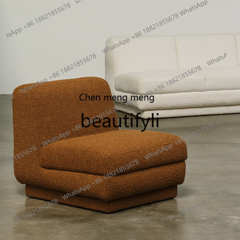 Bedroom furniture simple light luxury single sofa chair/retro brown fabric armless leisure chair  R