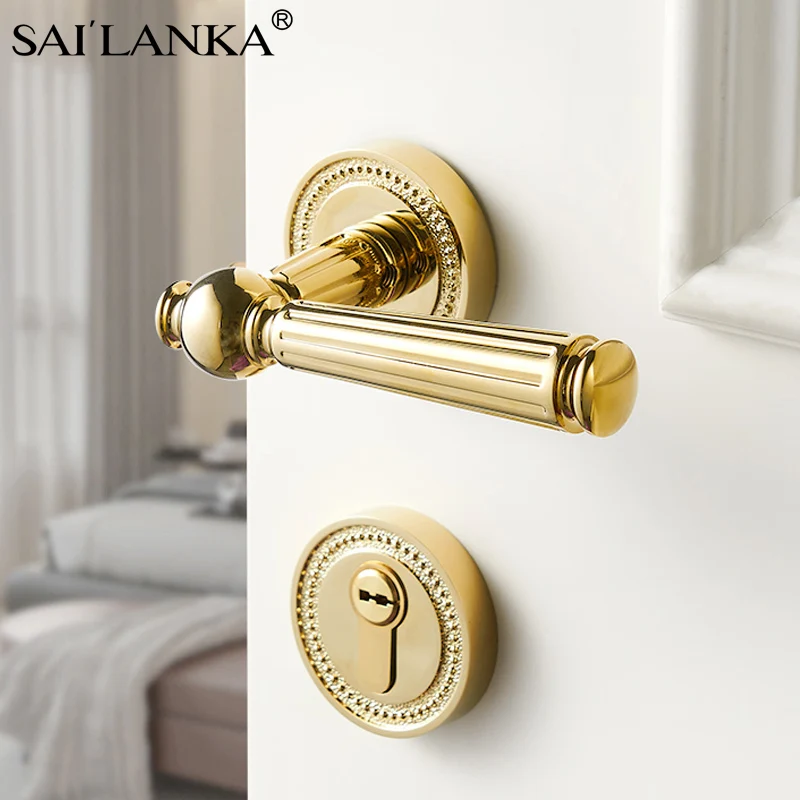 Imagem -03 - Sailanka-interior Maçaneta da Porta de Madeira Europeu Door Lock Anjo Household Handle Separar Mute Door Lock Acessórios de Hardware