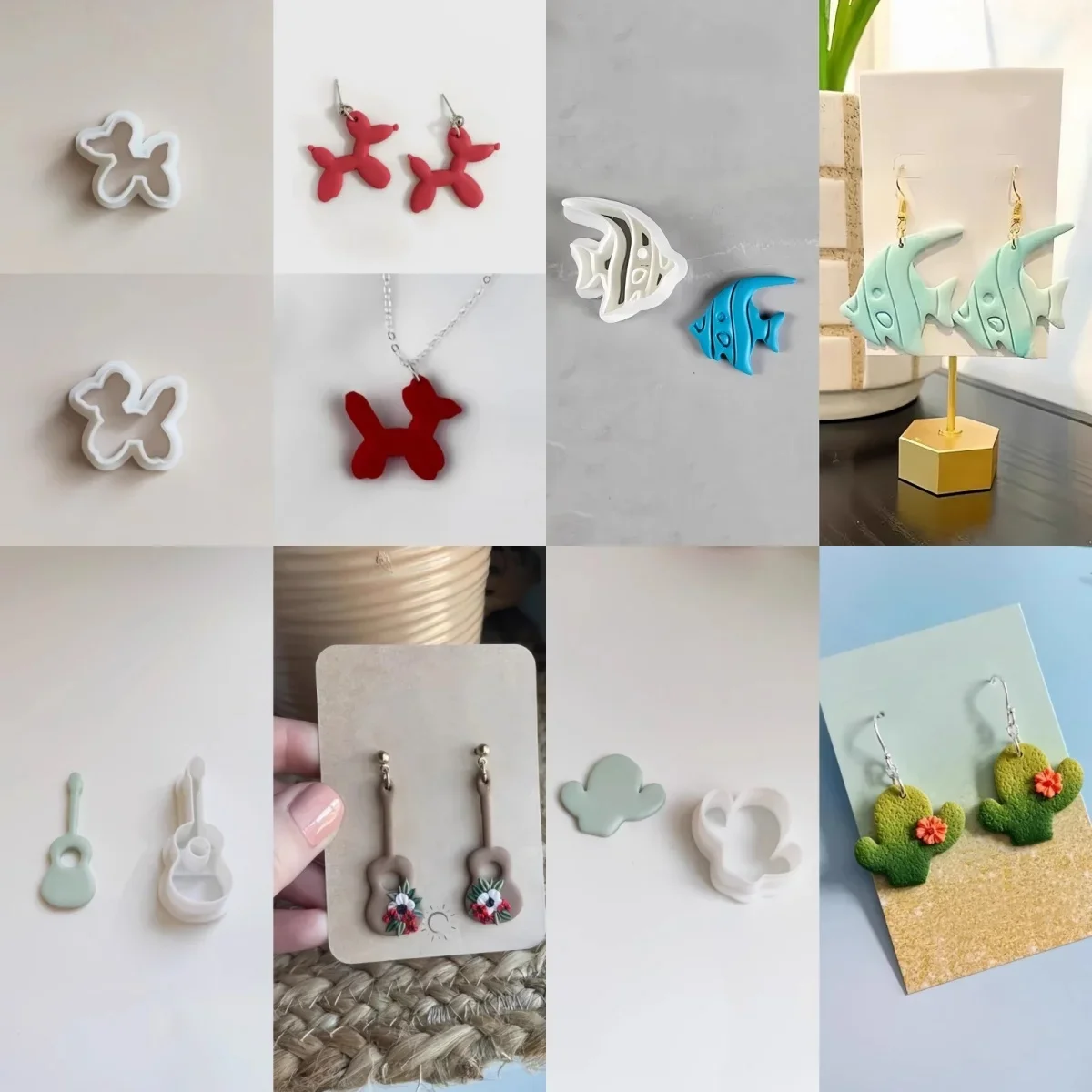 Balloon Dog/ Fish/ Guitar/ Cactus Polymer Clay Cutter   Clay Tool Diy Earring Pendant Jewelry Molding Cutting Mold  Ceramic Tool