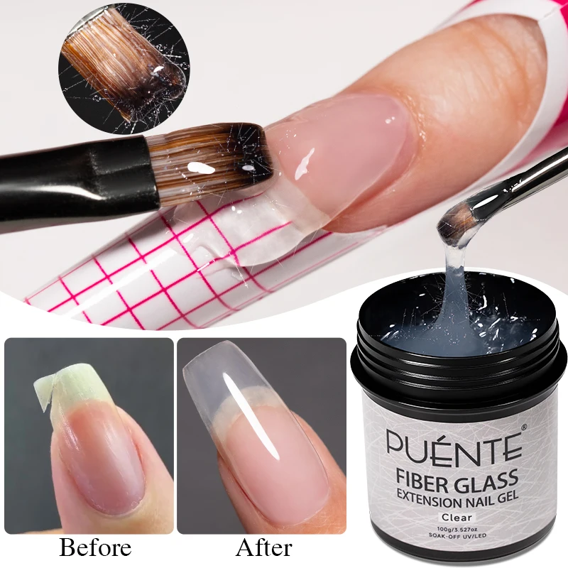 100g Transparent Fiberglass Extension Gel Nail Polish For Reparing Broken Nails Strengthen Soak Off UV Builder Nail Gel Varnish