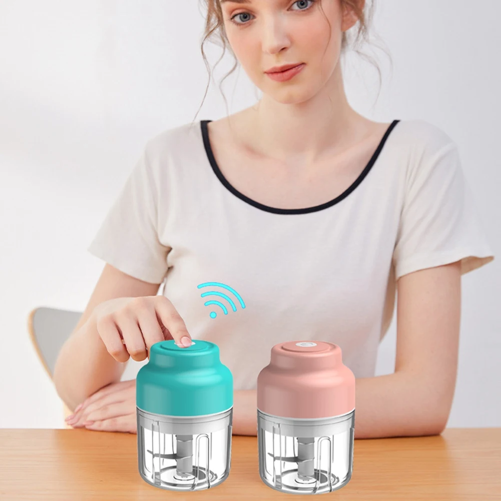 Mezclador de ajo eléctrico, picadora de carne, máquina de cocina multifuncional para el hogar, picadora de carne para relleno de Chile, color azul