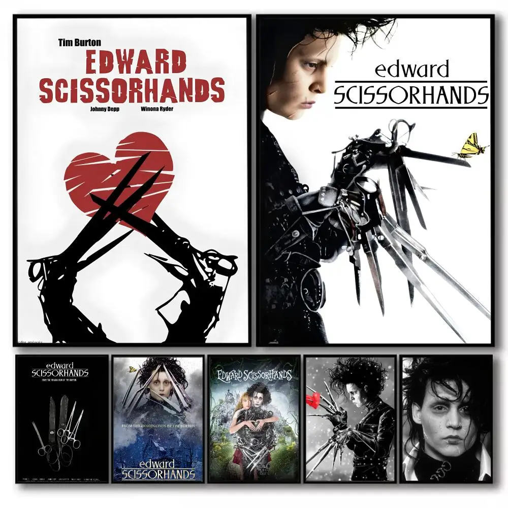 E-Edward Scissorhands Poster-Aufkleber, selbstklebend, Gemälde, Wanddekoration, Wandaufkleber für Schlafzimmer, Wohnzimmer, Zuhause, HD-Geschenk