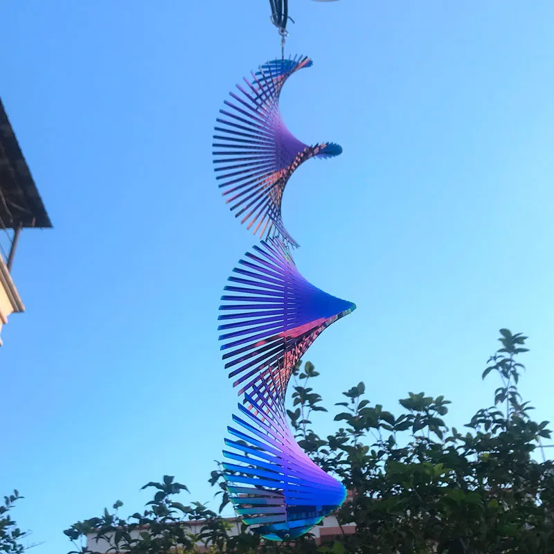 Spiralne obrotowe kuranty wiatrowe 3D Home Garden dekoracje wiszące lustro wiatraczek ze stali nierdzewnej Outdoor Windchimes