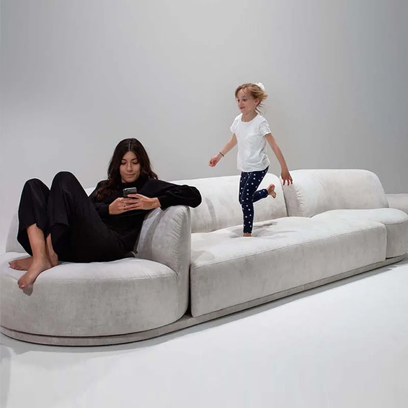 Sofa living room Italian cream wind straight row combination designer high-end fabric sofa 3