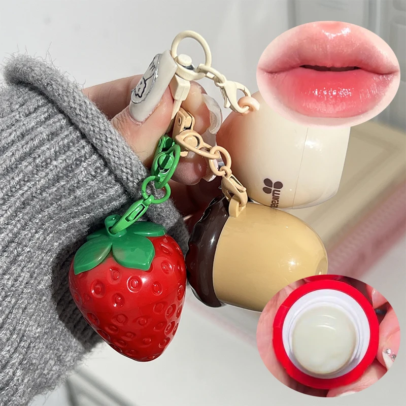 Keychain Lip Balm Long Lasting Moisturizing Lip Gloss Warm Change Lipstick Anti Cracking Fruity Lips Care Cream Weaken Lip Lines