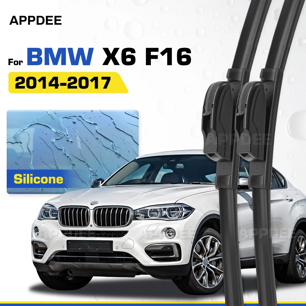 

Silicone & Rubber LHD&RHD Front Wiper Blades Set For BMW X6 F16 2014-2017 Coated Windshield Windscreen Window Brushes