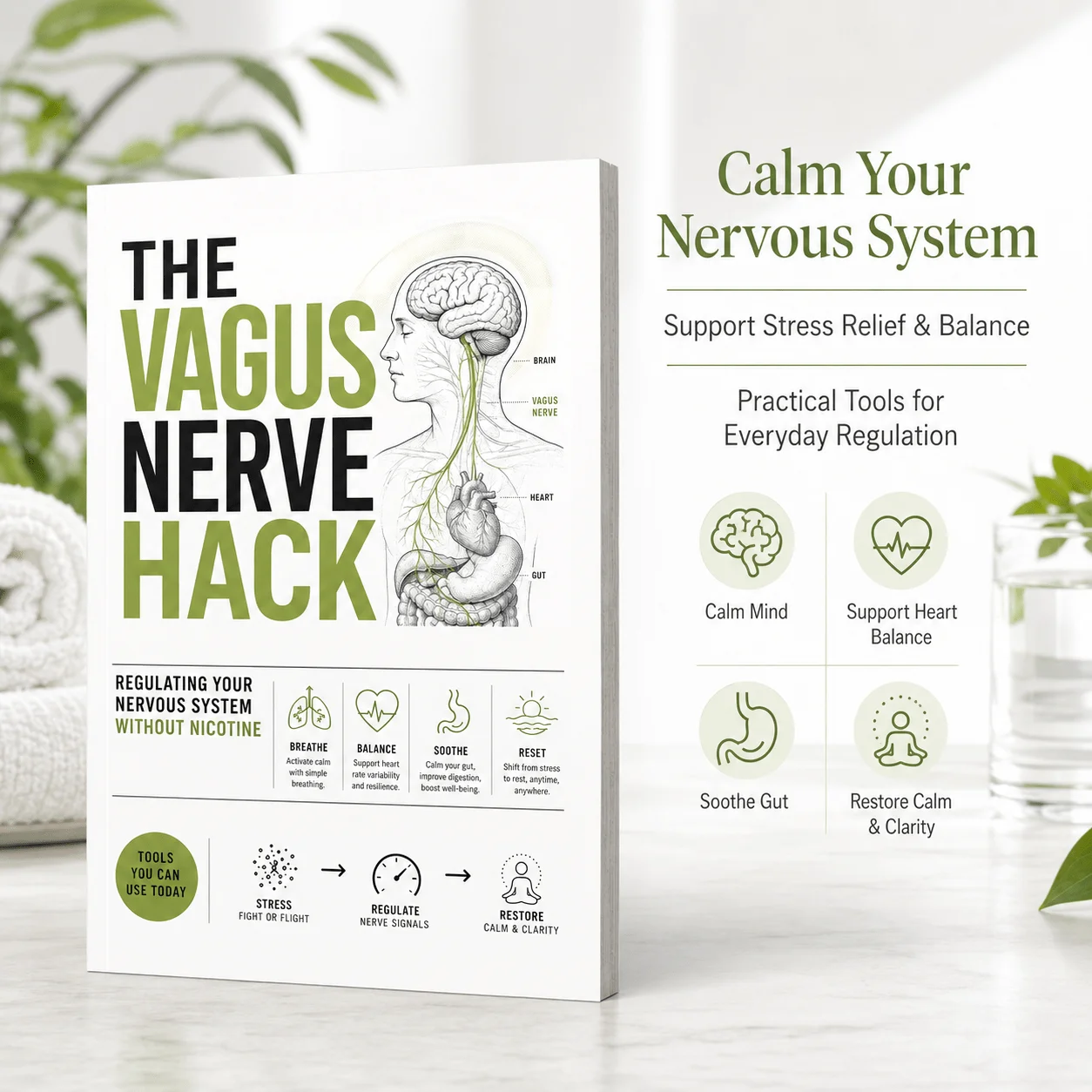 The Vagus Nerve Hack Book, Nervous System Regulation Guide Without Nicotine, Self-Help Reading for Stress Relief