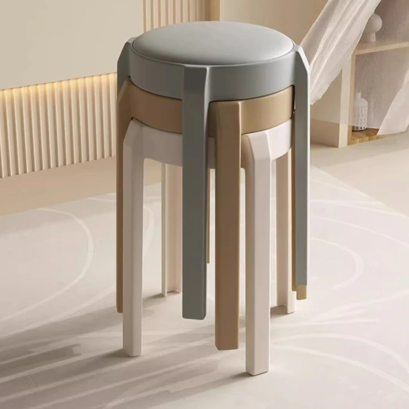 

Minimalist Modern 4 Packs Household Plastic Stackable Stools Dining Tables And Chairs That Do Not Take Up Space Dining Chairs