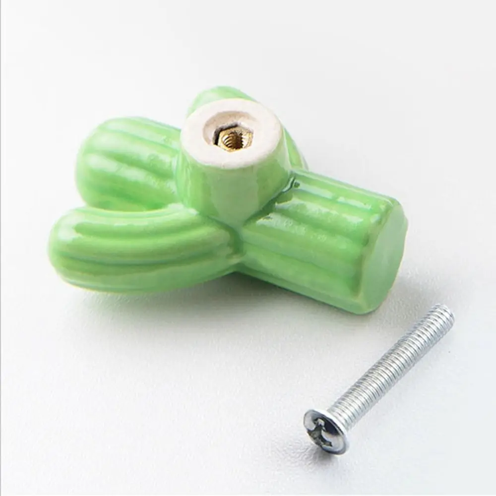 New Ceramic Ceramic Cabinet Door Handle Single Hole Colored Drawer Cactus Handle Hardware Multifunctional Door Knobs Wardrobe