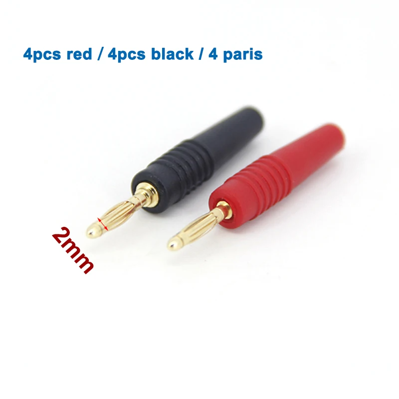 Conectores Banana Gold Plate, mini enchufe Banana, color rojo y negro, 2MM, A7