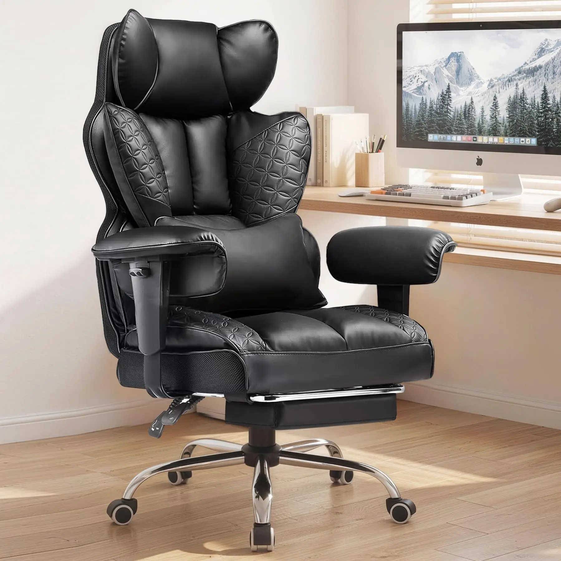 Big and Tall Office Chair Heavy Duty Gaming Chair with Deluxe Embossing Leather High Back Wider Ergonomic Computer