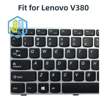 لوحة مفاتيح بديلة لأجهزة الكمبيوتر المحمولة LENOVO IdeaPad V380 V385 V380A V380S V380l، باللغة الإنجليزية الأمريكية، بإطار أزرق فاتح 8 best sales لوحة مفاتيح لينوفو - №4