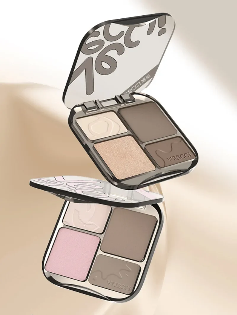 VEECCI Paleta de maquiagem para contorno facial, iluminador de longa duração, pó fosco, sombra para os olhos do nariz, cosméticos