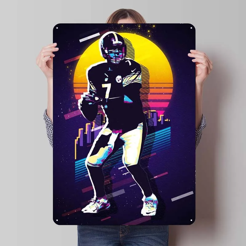 Ben Roethlisberger Poster Sports Metal Sign Bar Decoration Living Room Custom Tinplate Sign for Wall Art Decoration Man Cave