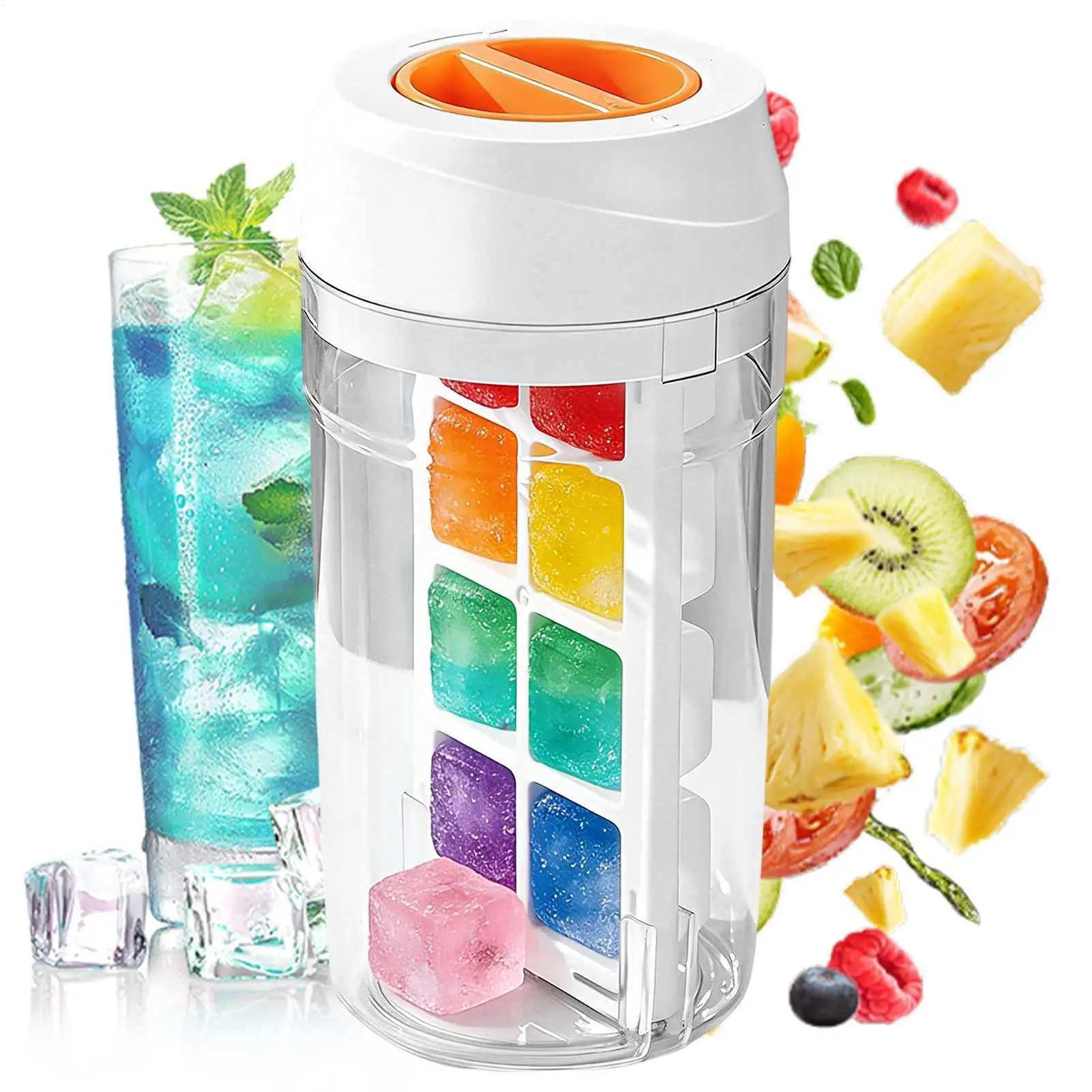 Whiskey Ice Mold 8-Compartment Spill Proof Easy Release Ice Trays For Freezer With Lid For Drink Coffee Juice Milk Beer Whiskey