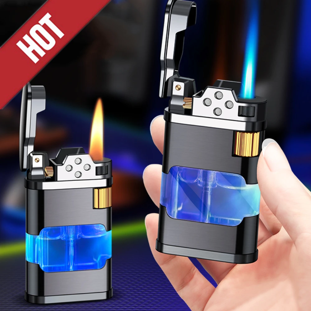 Metal Flame Gas Lighter Metal Torch Turbo Unusual Wholesale Creative Windproof Blue Butane 1300C Cigar Lighters Gadgets for Men