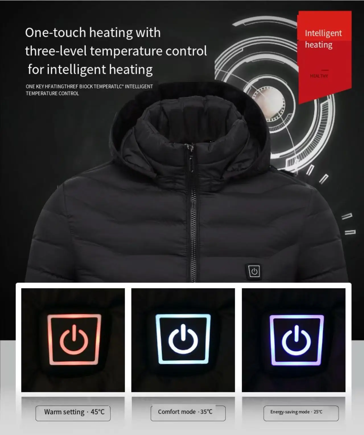 

Зимняя 9-зонная хлопковая одежда с интеллектуальным подогревом и одним управлением, подходит для катания на лыжах на открытом воздухе и альпинизма (без блока питания)