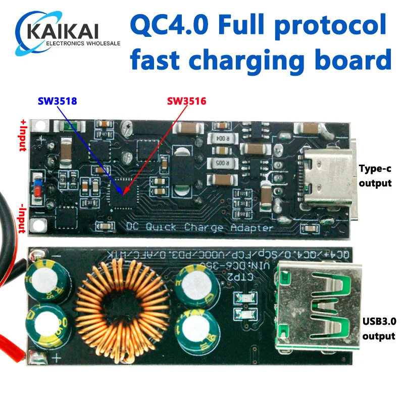 QC4.0 QC3.0 USB Type-C Adapter szybkiego ładowania telefonu komórkowego 6 -35V Step Down Buck Boost Module dla Huawei SCP/FCP Apple PD Qualcomm