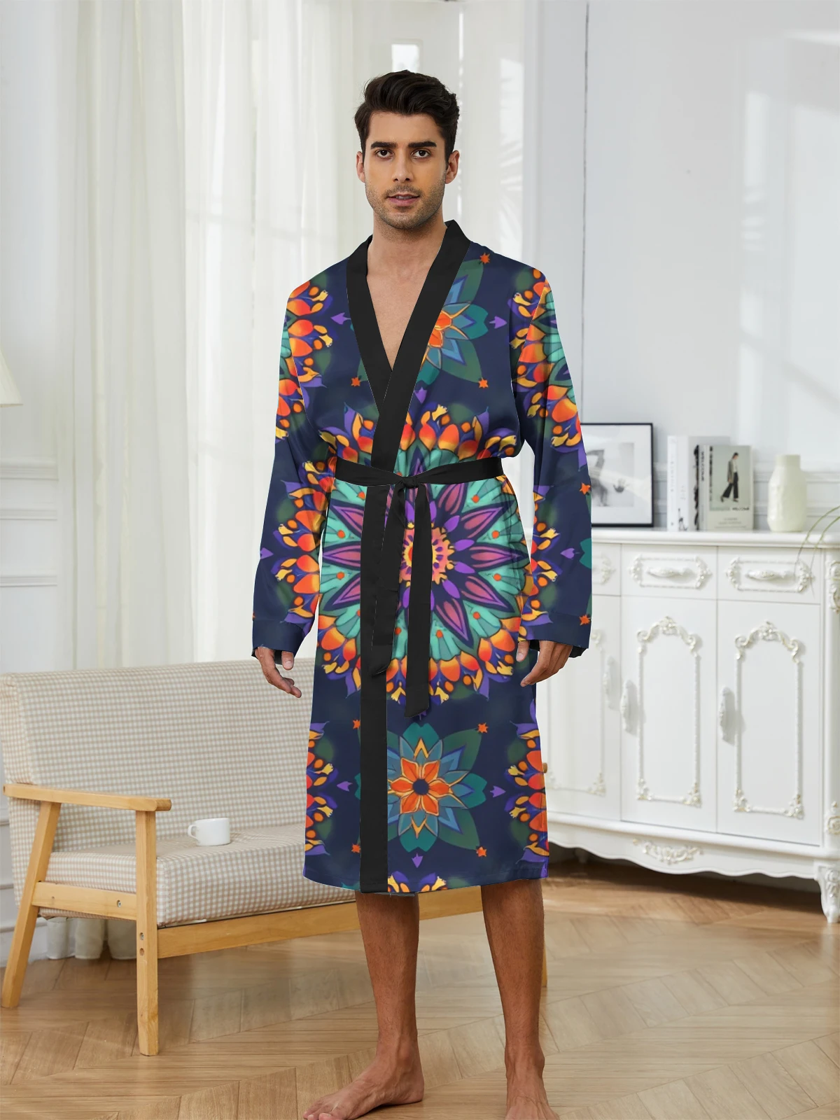 1pcs Men's Robes 2026 Spring/Summer Sleepwear dressing gown Breathable bath robe Shower robe 3D Printed Graphic Bathrobe man