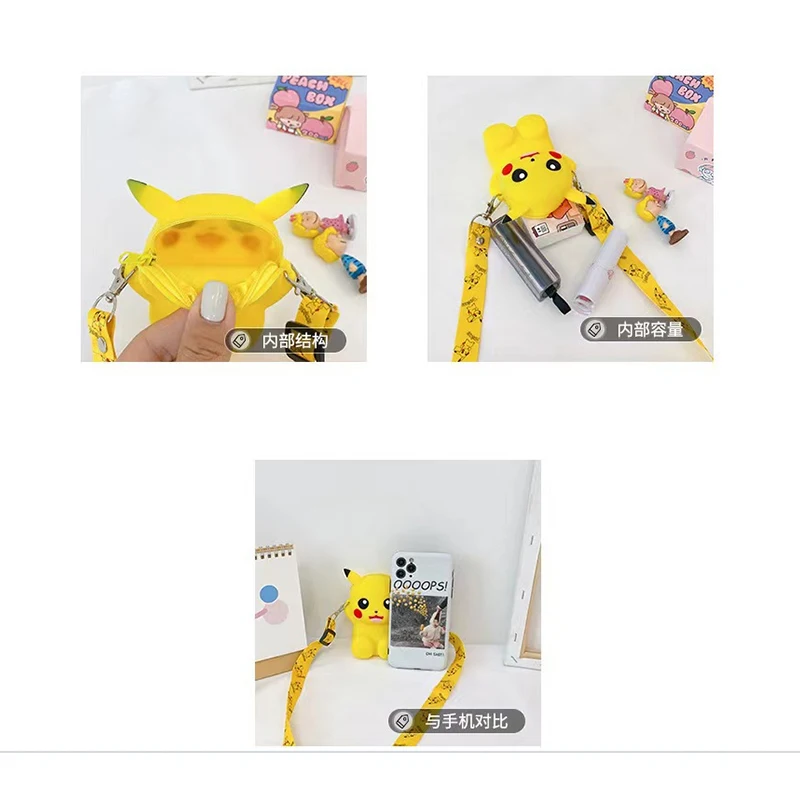 Pokemon Pikachu Lovely Fashion Bag Princess Small Storage Silicone Purse Messenger Cartoon Figures Model Toy Kids Birthday Gift image 6