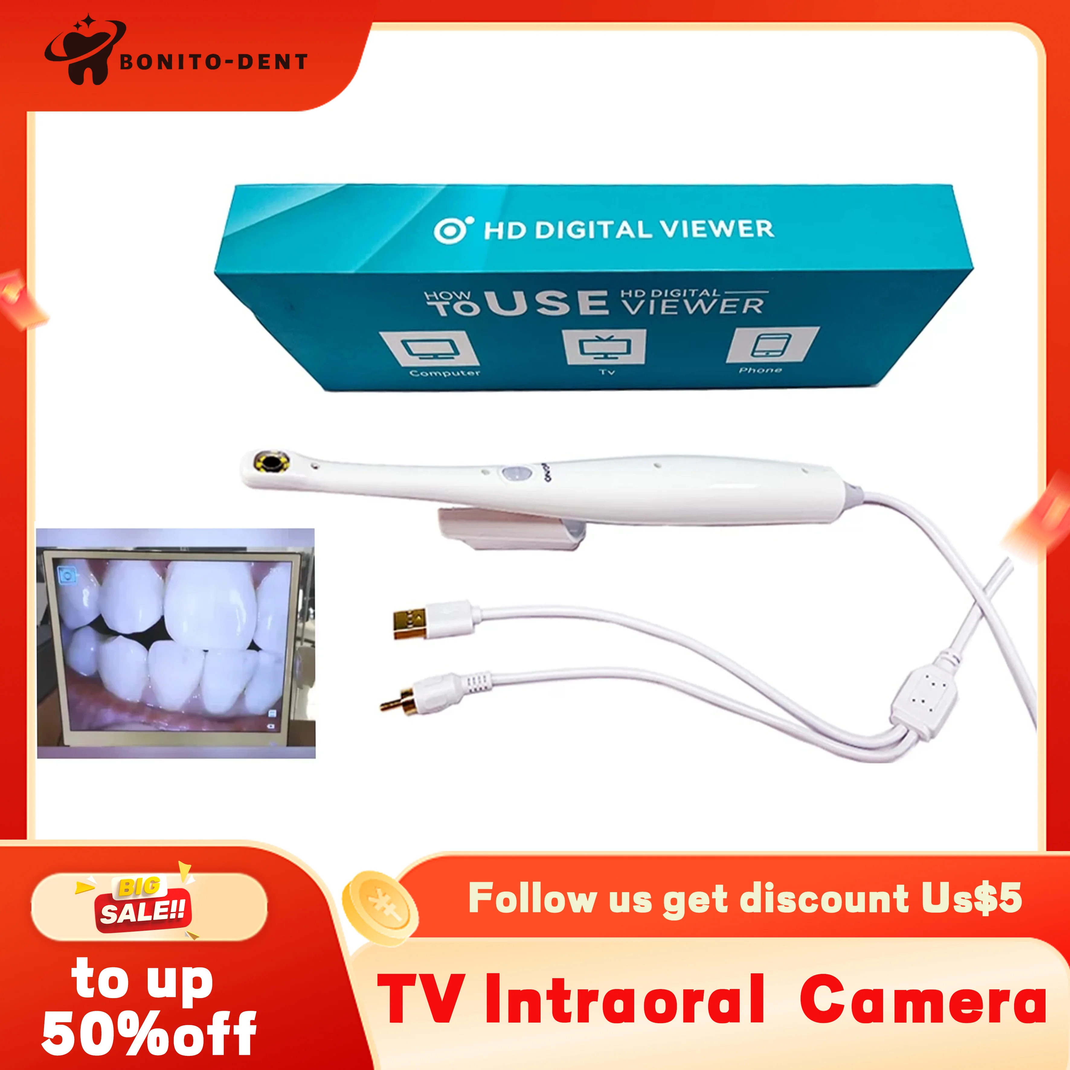 Tv/Av Dentals Intraoral Camera With 8LED tool universal intra oral camera endoscope For Dentist Clinic