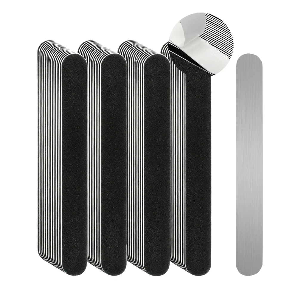 Gerade Ersatz-Nagelfeile 100/180 5 Stück Schwarz Abnehmbares Schleifpapier Mit Edelstahlgriff Metall-Schleiffeilen