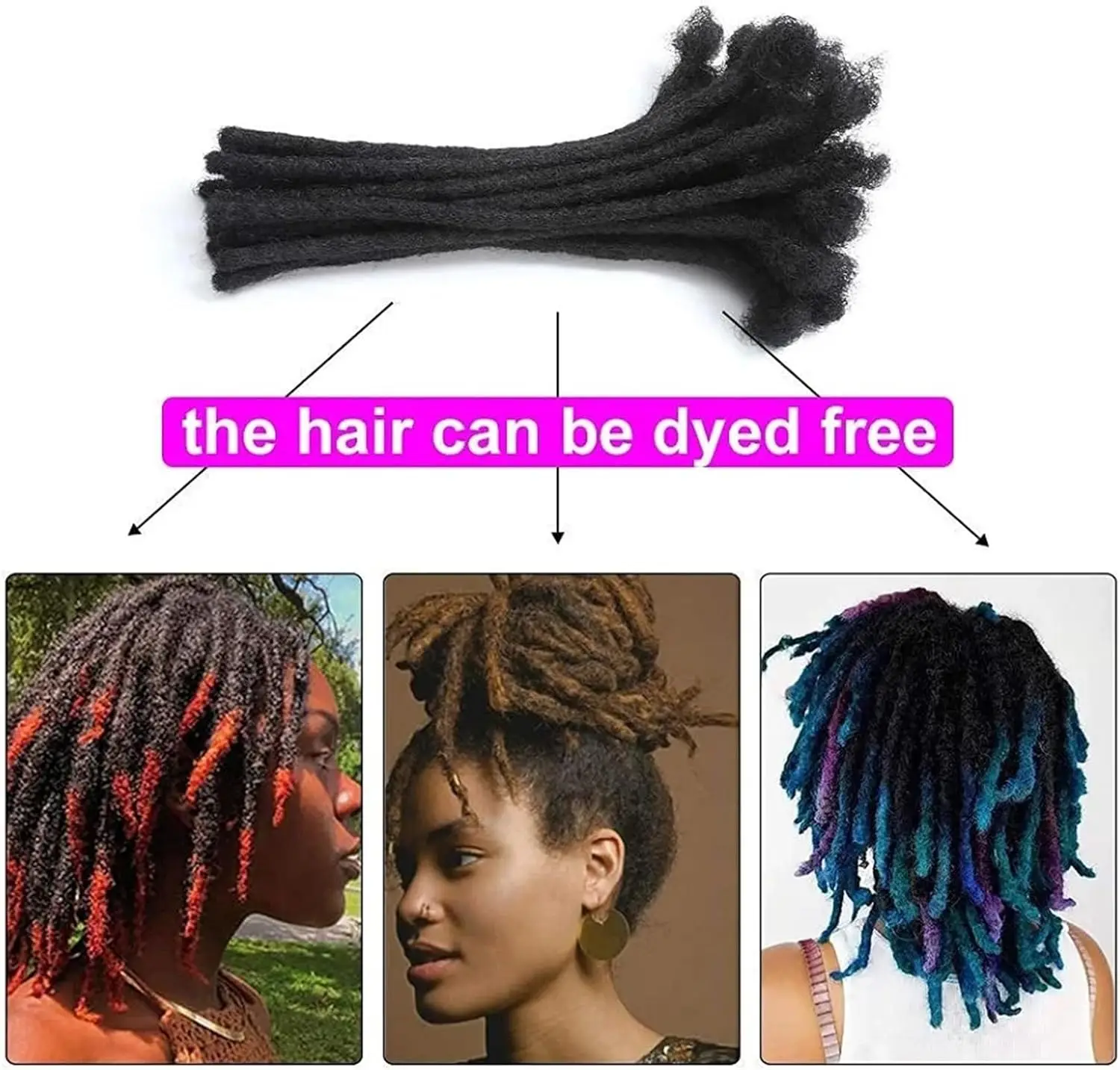 0.6cm Width 4-8 Inches 10 Strands Loc Extensions Human Hair 100% Full Handmade Permanent Dreadlock Extensions for Women Men