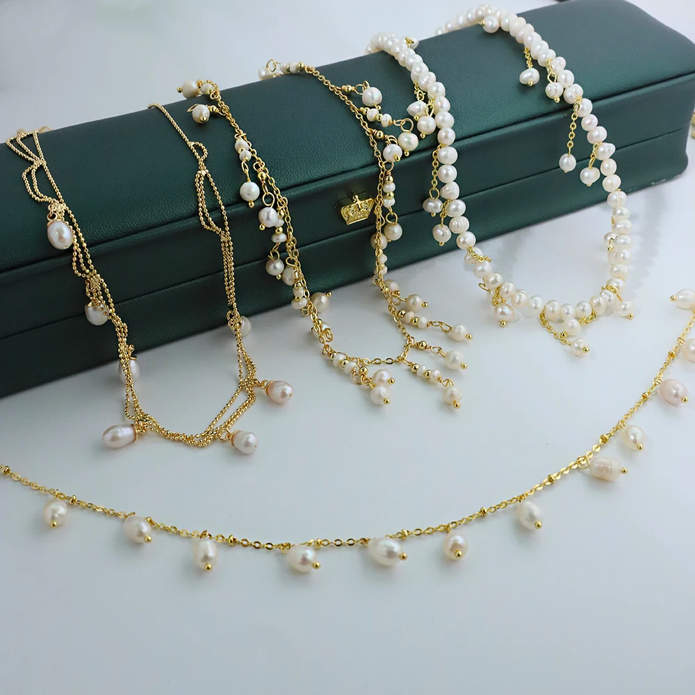 Natural Fresh Water Pearl Necklace 18K Gold Plated Jewelry Korean Designer Jewelry Necklaces Woman Trend 2024 Gifts For Girlfrie