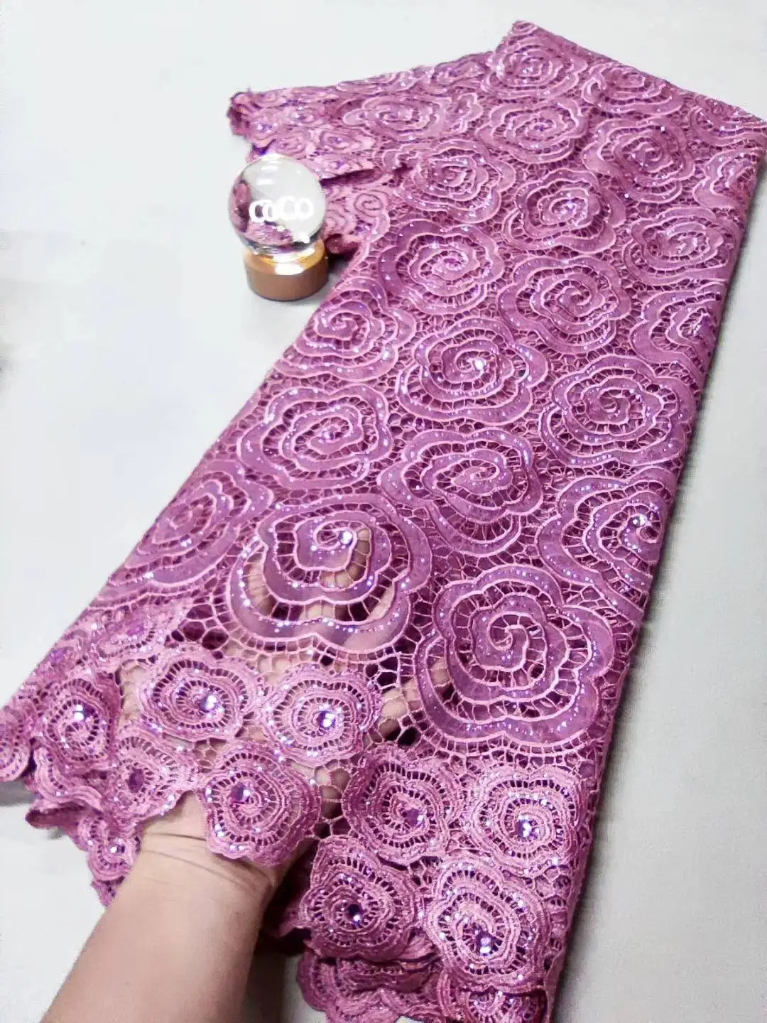 

High Quality African Cotton Rhinestone Lace Fabric,Wedding Dresses,Embroidery Tulle,Fabrics By The Meter,Fashion Nigerian 5Yards