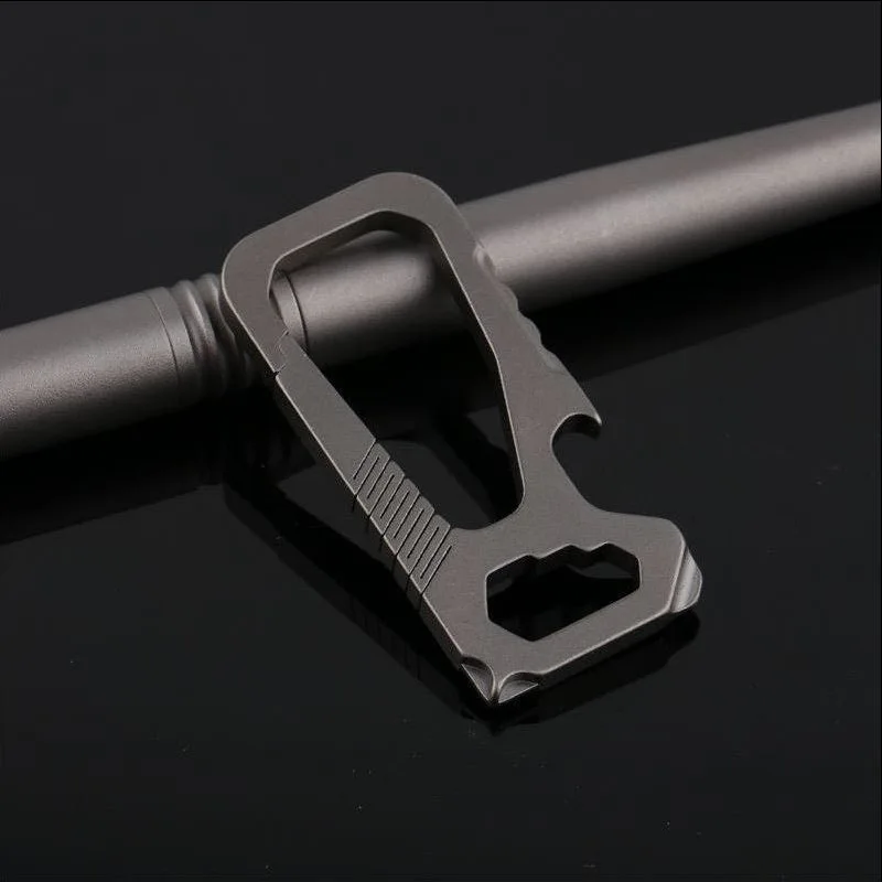 Multifunctional Titanium Alloy Keychain Tool Bottle Opening Waist Hanging Car Key Chain Minimalist Storage Screwdriver